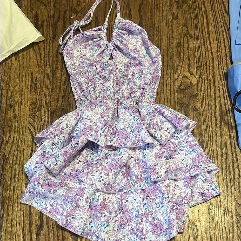 Floral Tiered Halter Dress